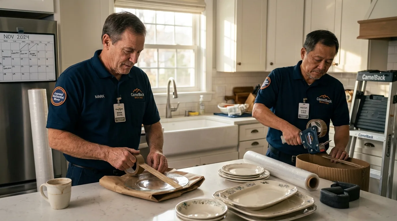 Professional crew packing kitchen dishware in Egg Harbor City, NJ